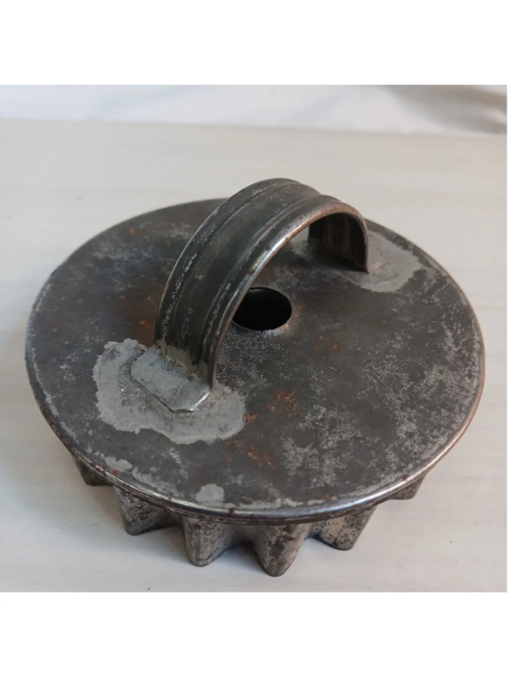 Antique Tin Soldered Pastry Cookie Cutter Biscuit Metal Round Scalloped Edge VTG
